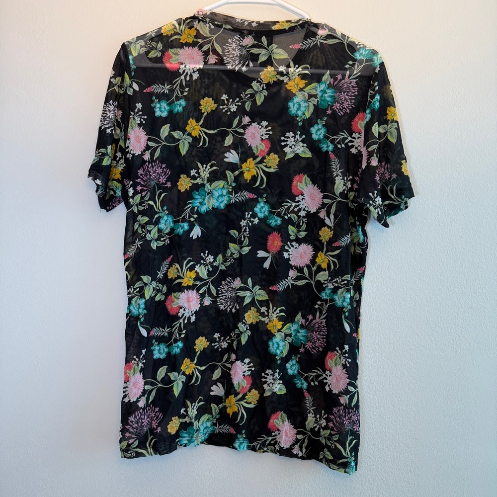 Johnny Was Floral Elsinore Mesh Tee Size XL - Picture 2 of 6